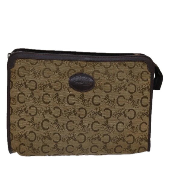 CELINE C Macadam Canvas Clutch Bag Beige Auth - Picture 2 of 16